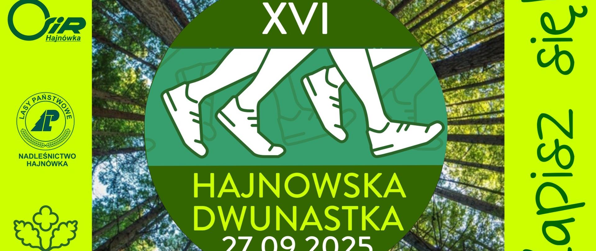 Na tle lasy grafika wydarzenia, obok logo organizatorów i hasło - zapisz się!