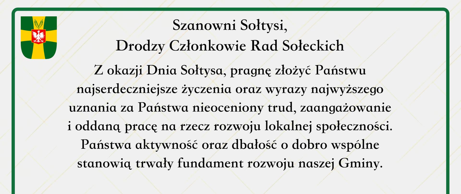 Życzenia Wójta Gminy Olszanka z okazji Dnia Sołtysa