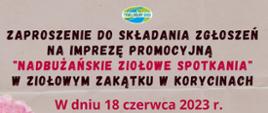 plakat informujący o imprezie "Nadbużańskie ziołowe spotkania" treść w artykule i załącznikach