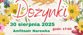Na plakacie umieszczono informacje organizacyjne o wydarzeniu (zawarte w artykule), umieszczono logo partnerów wydarzenia, a wokół napisów umieszczono grafiki plecionych kwiatów