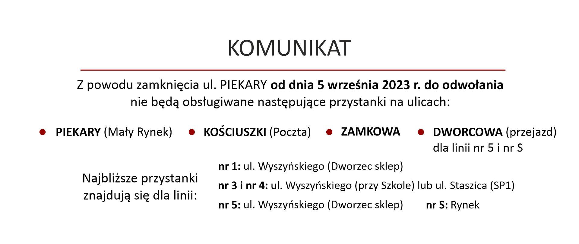 baner remont ulicy Piekary 