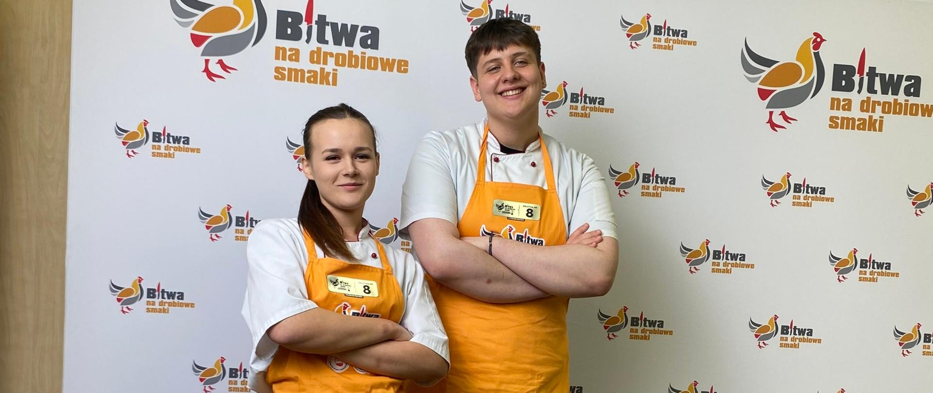 Joanna Szatyłowicz i Michał Sidoruk z Zespołu Szkół nr 4 im. Ziemi Podlaskiej - uczestnicy konkursu konkursu Bitwa na drobiowe smaki V: Bój o Kulinarną Kryształową Kulę