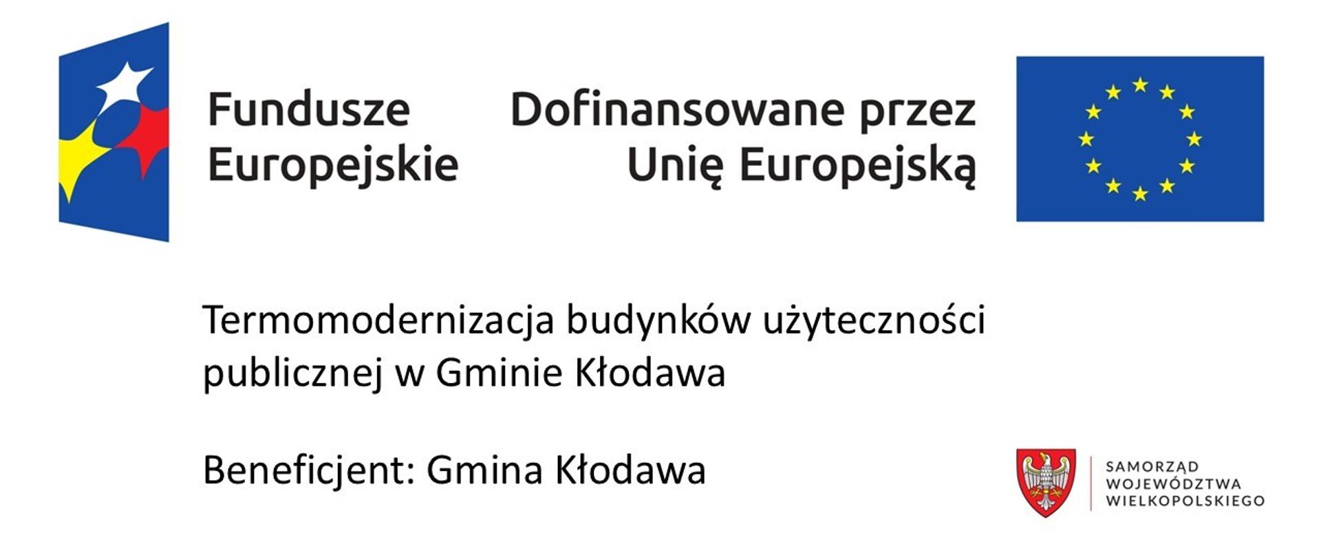 Termomodernizacja budynków użyteczności publicznej w Gminie Kłodawa - tablica