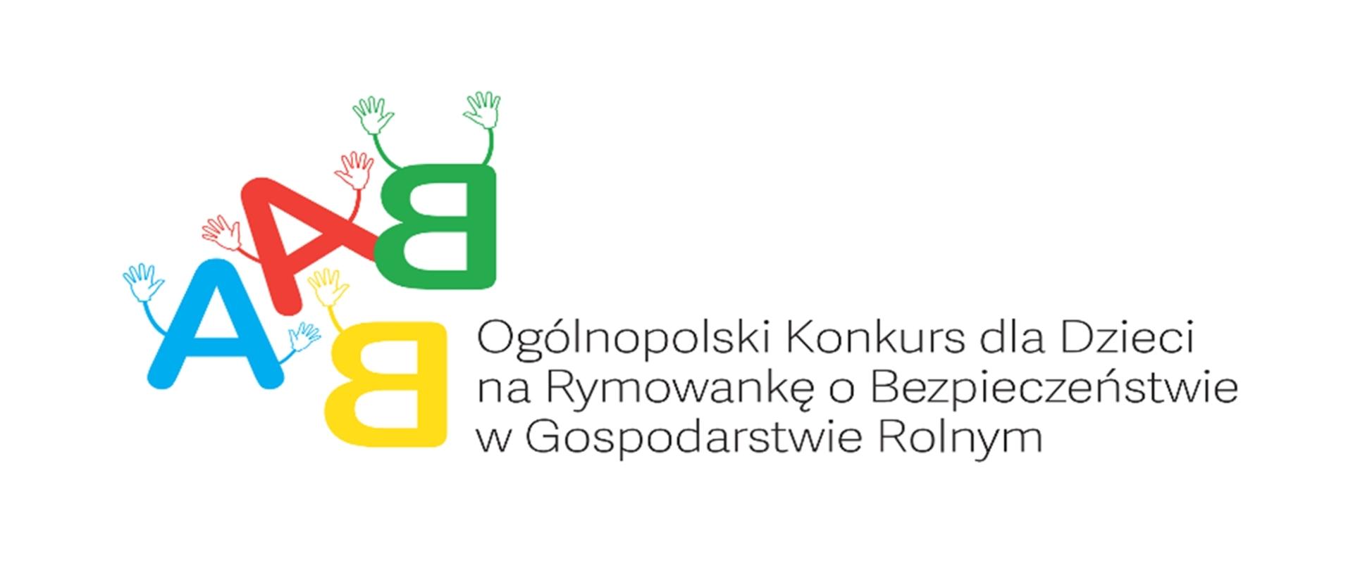 logotyp z tekstem Ogólnopolski Konkursu dla Dzieci na Rymowankę o Bezpieczeństwie w Gospodarstwie
