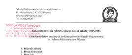 Lista kandydatów przyjętych do kl. 1.