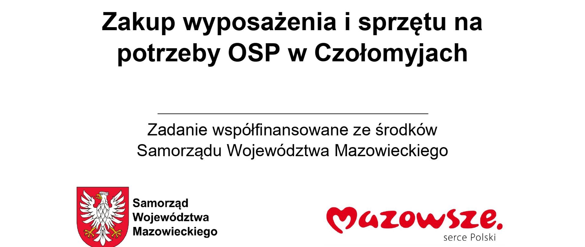Zakup wyposażenia i sprzętu na potrzeby OSP w Czołomyjach- TABLICA