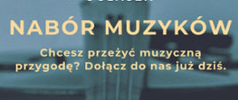plakat w kolorach niebieskiego i beżowego nabór do orkiestry 