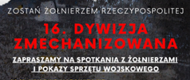 Plakat z zaproszeniem na spotkanie z żołnierzami i pokaz sprzętu