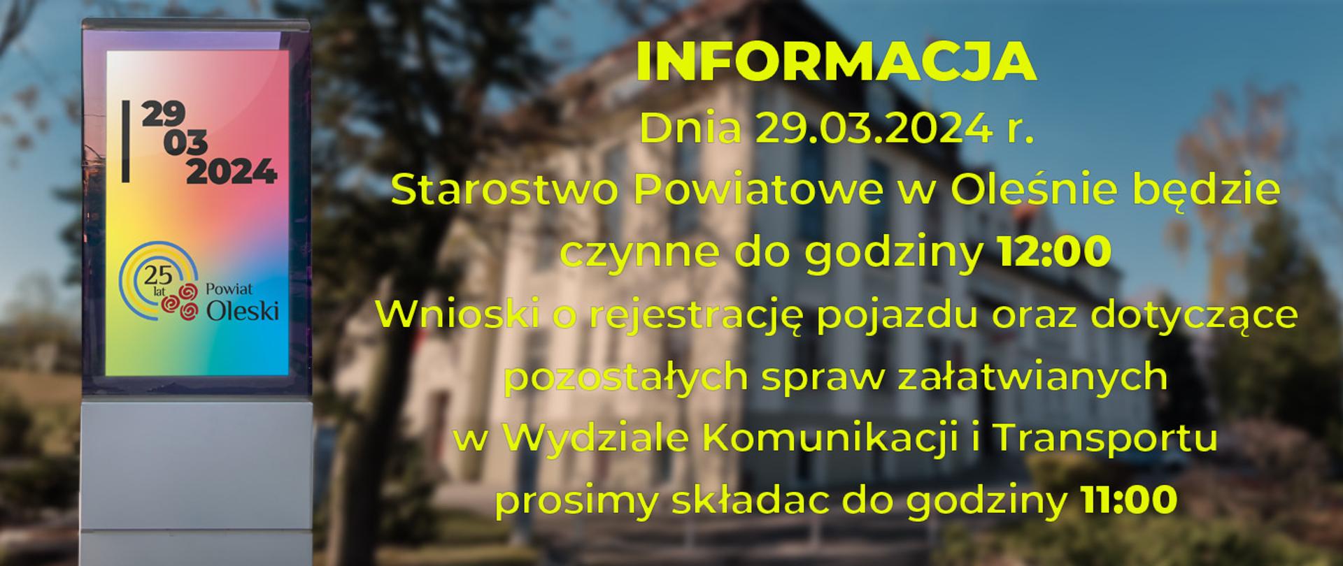 godziny otwarcia urzędu 26.03.2024 r.