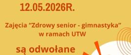 Informacje o odwołaniu zajęć gimnastyka dla seniora