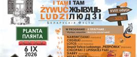 Na tle grafiki przedstawiającej drewniane domy umieszczono informacje o wydarzeniu, zawarte w artykule