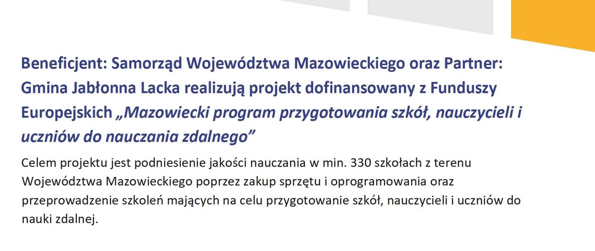 „Mazowiecki program przygotowania szkół, nauczycieli i uczniów do nauczania zdalnego”
