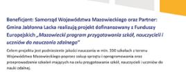 „Mazowiecki program przygotowania szkół, nauczycieli i uczniów do nauczania zdalnego”