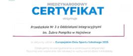 Certyfikat za udział w Europejskim Dniu Sportu Szkolnego 2025
