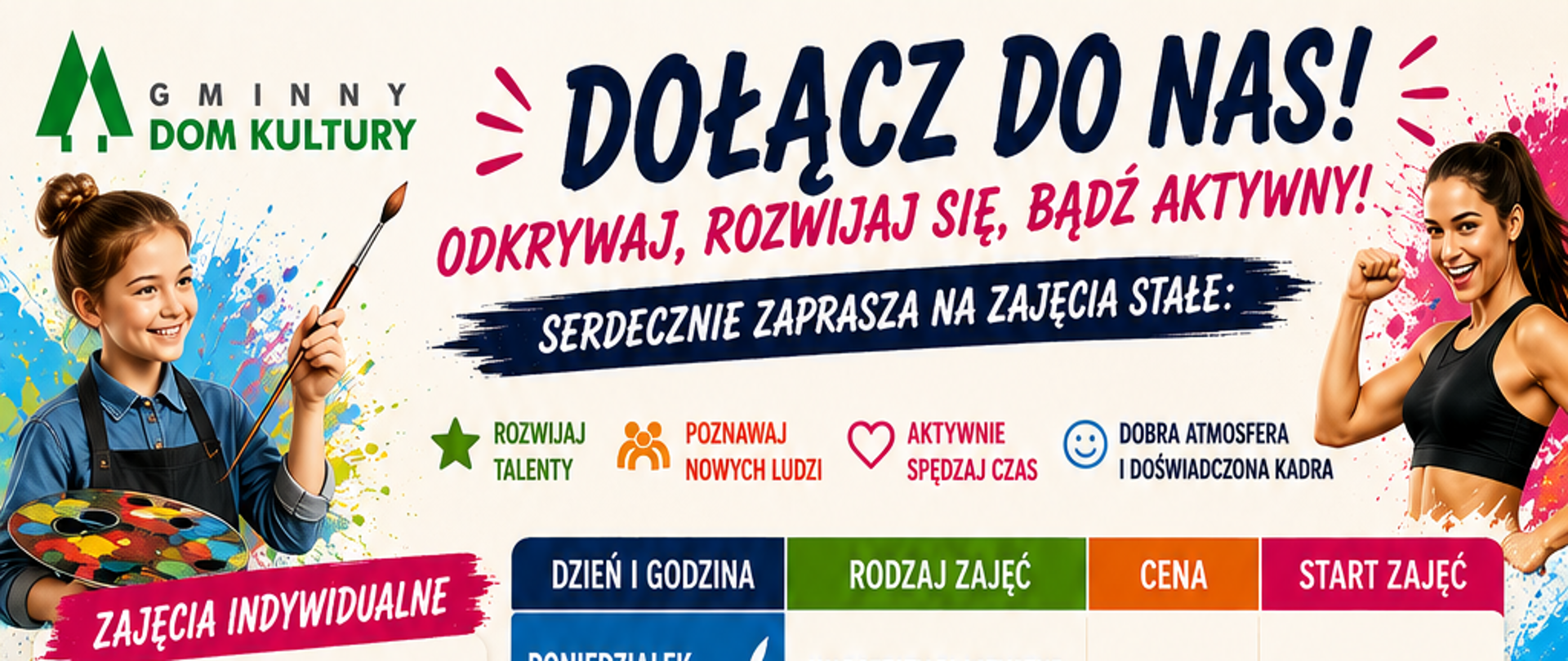 Zajęcia w GDK - plakat informacyjny