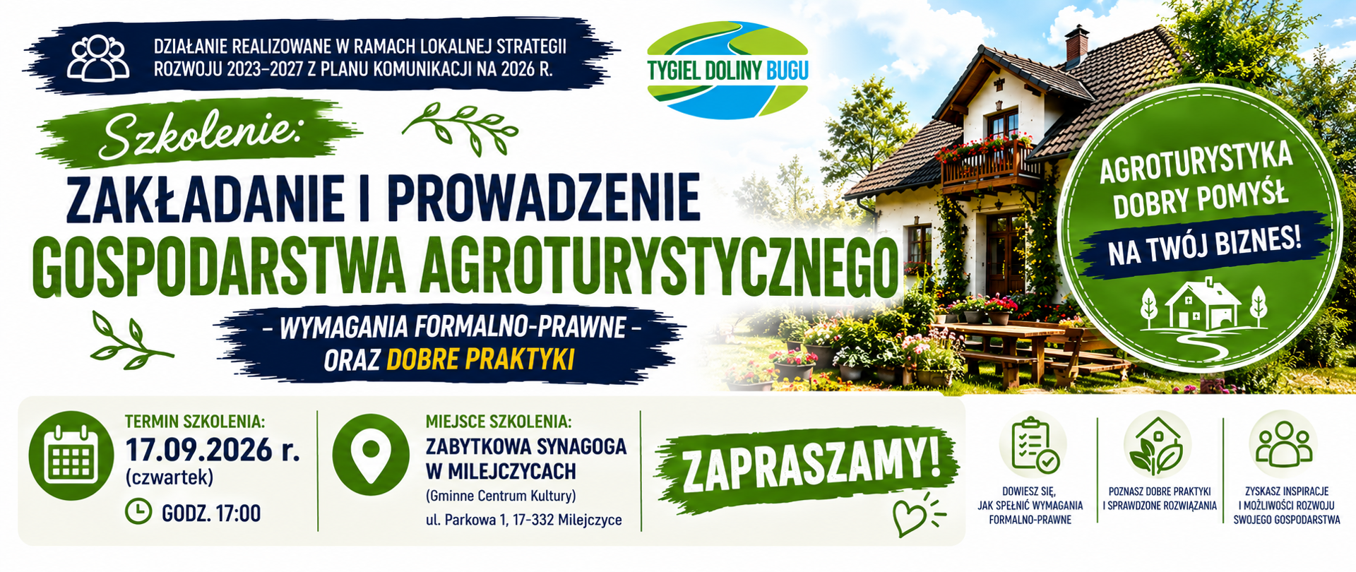 ZAKŁADANIE I PROWADZENIE GOSPODARSTWA AGROTURYSTYCZNEGO – szkolenie