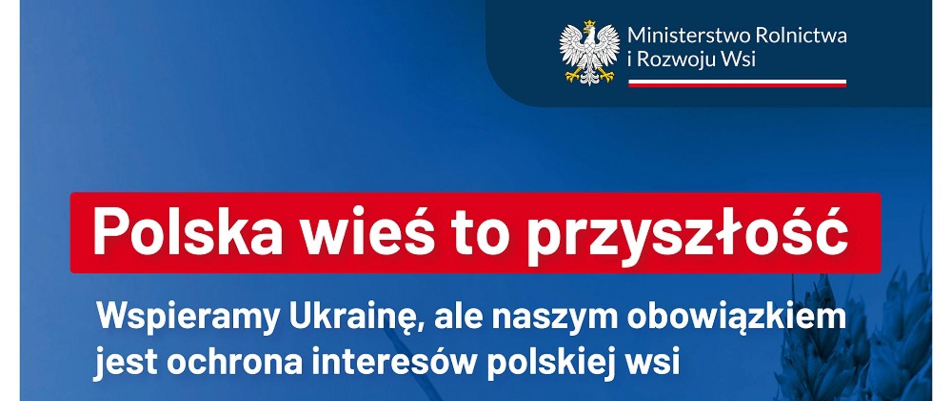 ciemnoniebieskie tło, białe litery, czerwone wstawki 