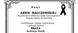 Kondolencje dla Anny Malczewskiej