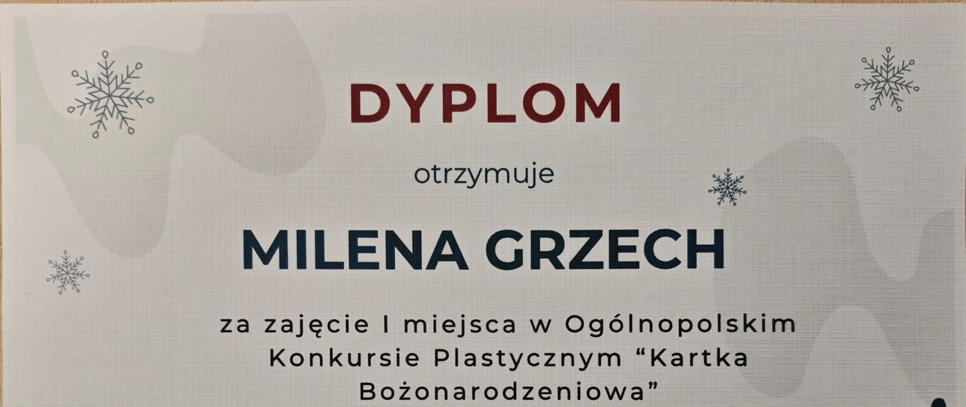 Dyplom laureatki konkursu