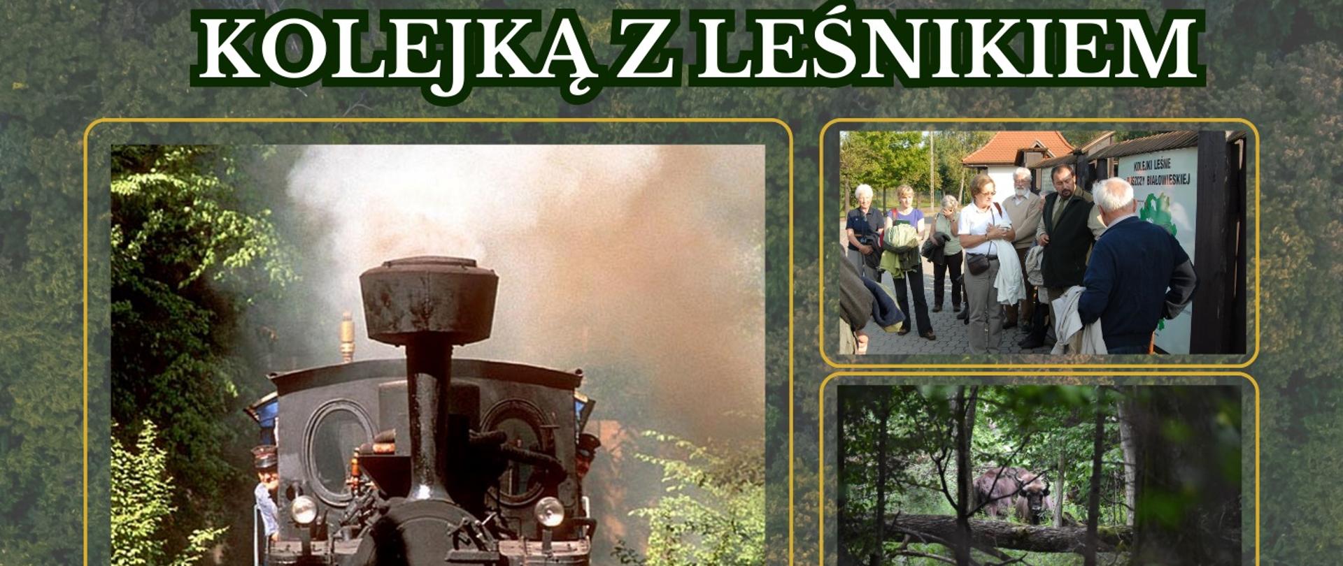 Na plakacie zdjęcia kolejki wąskotorowej oraz informacje organizacyjne, zawarte w artykule. Umieszczono także kod QR, prowadzący do strony z biletami online