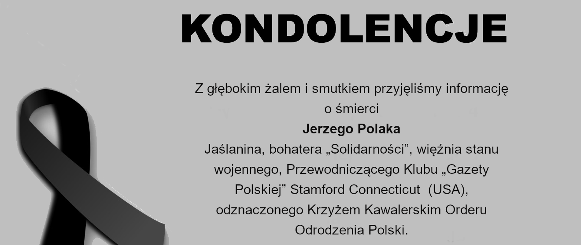 Kondolencje z powodu śmierci Jerzego Polaka