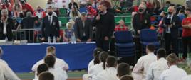Otwarcie Mistrzostw Polskiej Federacji Karate Shinkyokushinkai w Nakle Śląskim przez gospodarza gminy Świerklaniec - wójta Marka Cyla