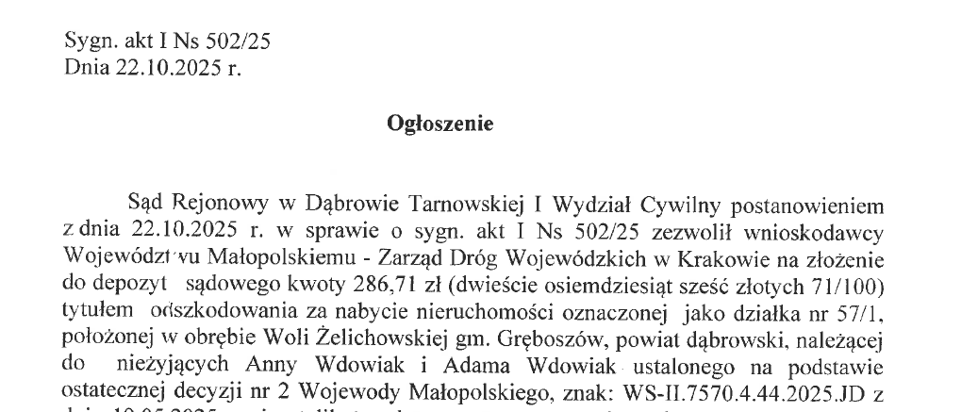 Grafika z treścią Ogłoszenia