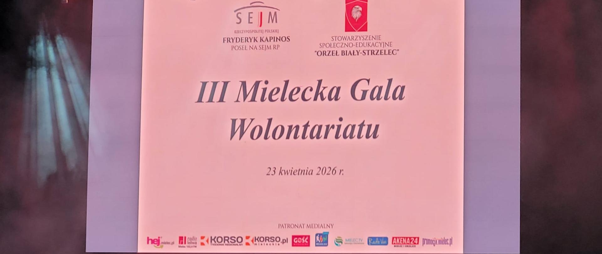 Plakat - III Mielecka Gala Wolontariatu