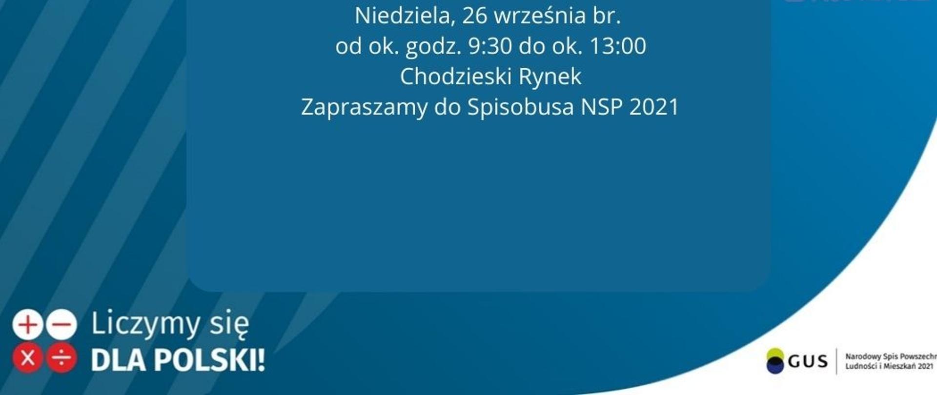 Baner z informacją o spisobusie w Chodzieży, 26. września br. 