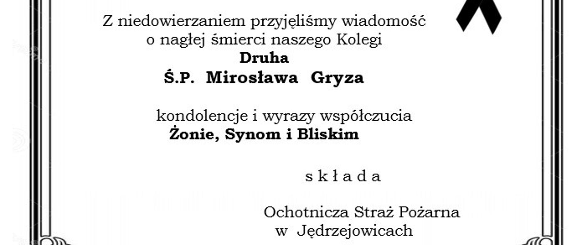 Kondolencje dla Lidii Gryz od OSP