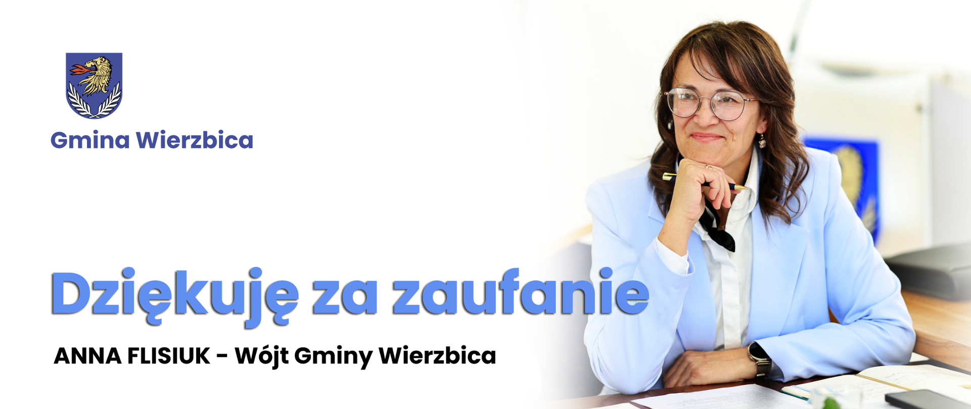 zdjęcie profilowe oraz napis Dziękuję za zaufanie - Anna Flisiuk - Wójt Gminy Wierzbica