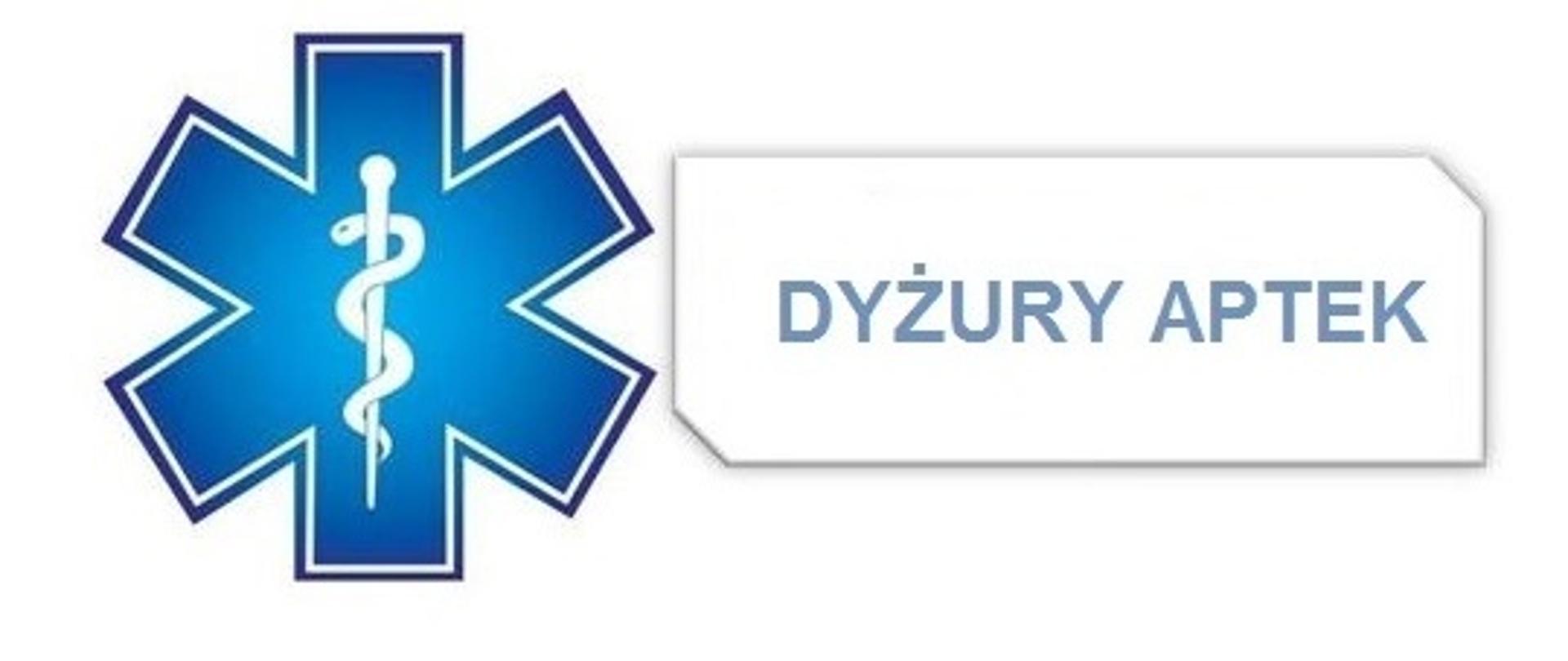 Zdjęcie obrazuje logo aptek oraz napis Dyżur Aptek