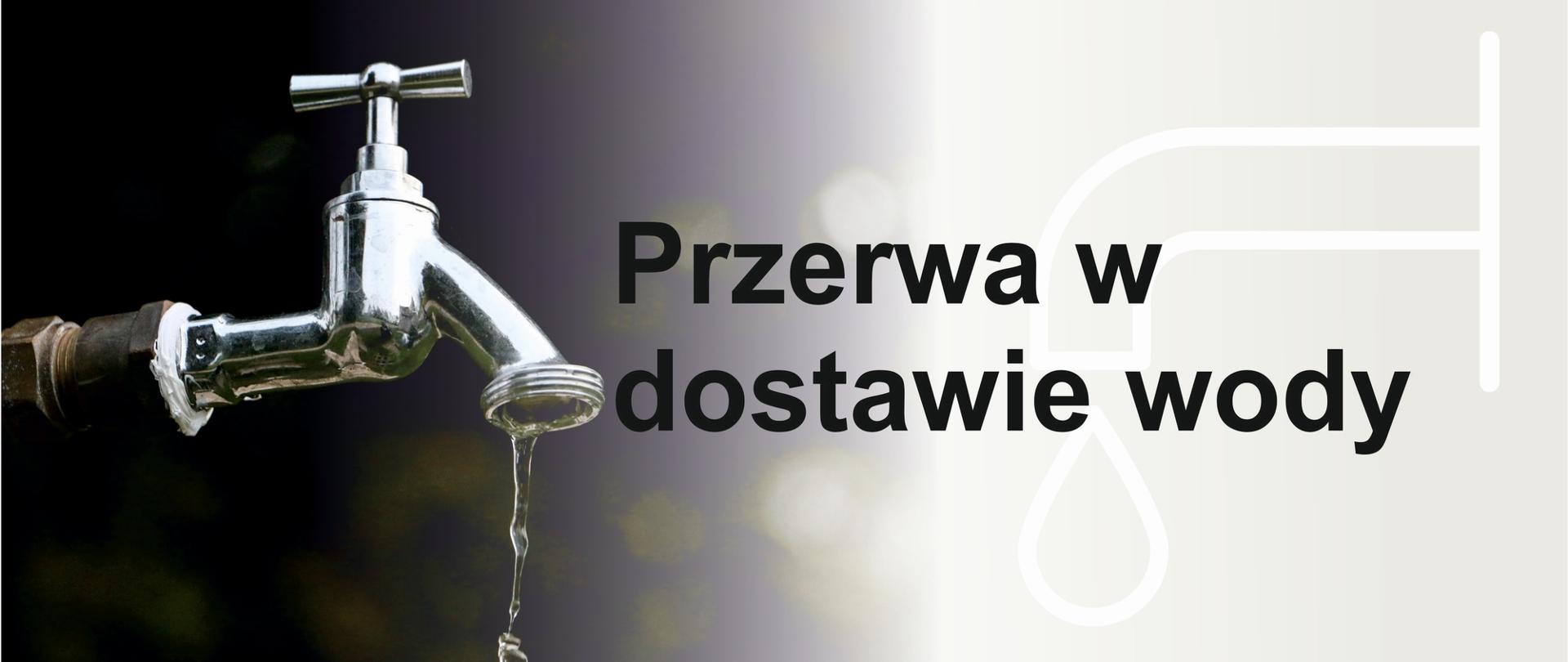 Baner przedstawiający kran z kapiącą wodą 