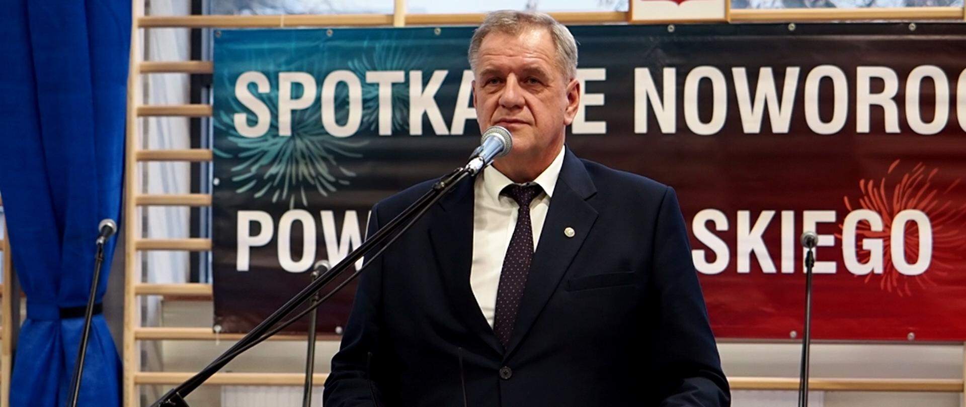 Starosta bielski dr inż. Sławomir Jerzy Snarski podczas wystąpienia noworocznego