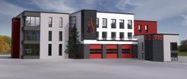 Wizualizacja budynku Komendy Straży Pożarnej - jedna z prac konkursowych