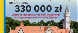 Ulotka promująca projekt pn. „Miłość Blanki i Guida” wielkie widowisko światłem malowane na fasadzie Pałacu Kawalera w Świerklańcu