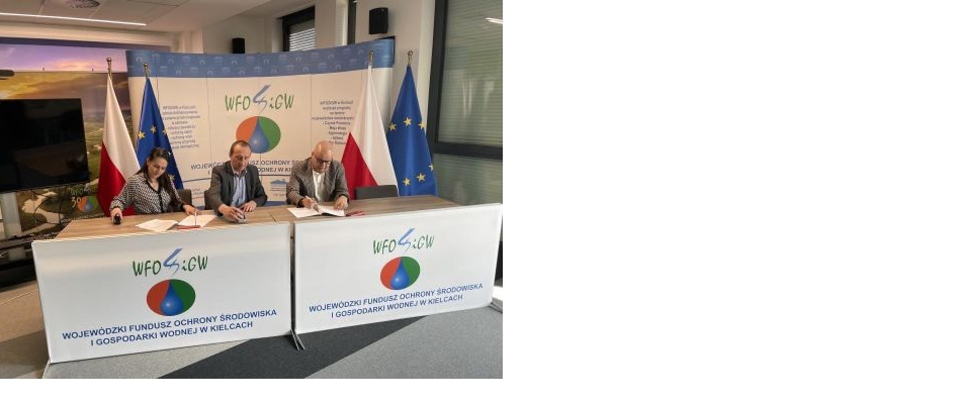 Wójt Gminy Solec-Zdrój podpisuje dwie umowy z Wojewódzkim Funduszem Ochrony Środowiska i Gospodarki Wodnej w Kielcach