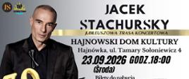 Obok grafiki osoby artysty, umieszczono informacje o wydarzeniu