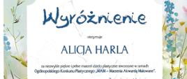 Dyplom laureatki konkursu