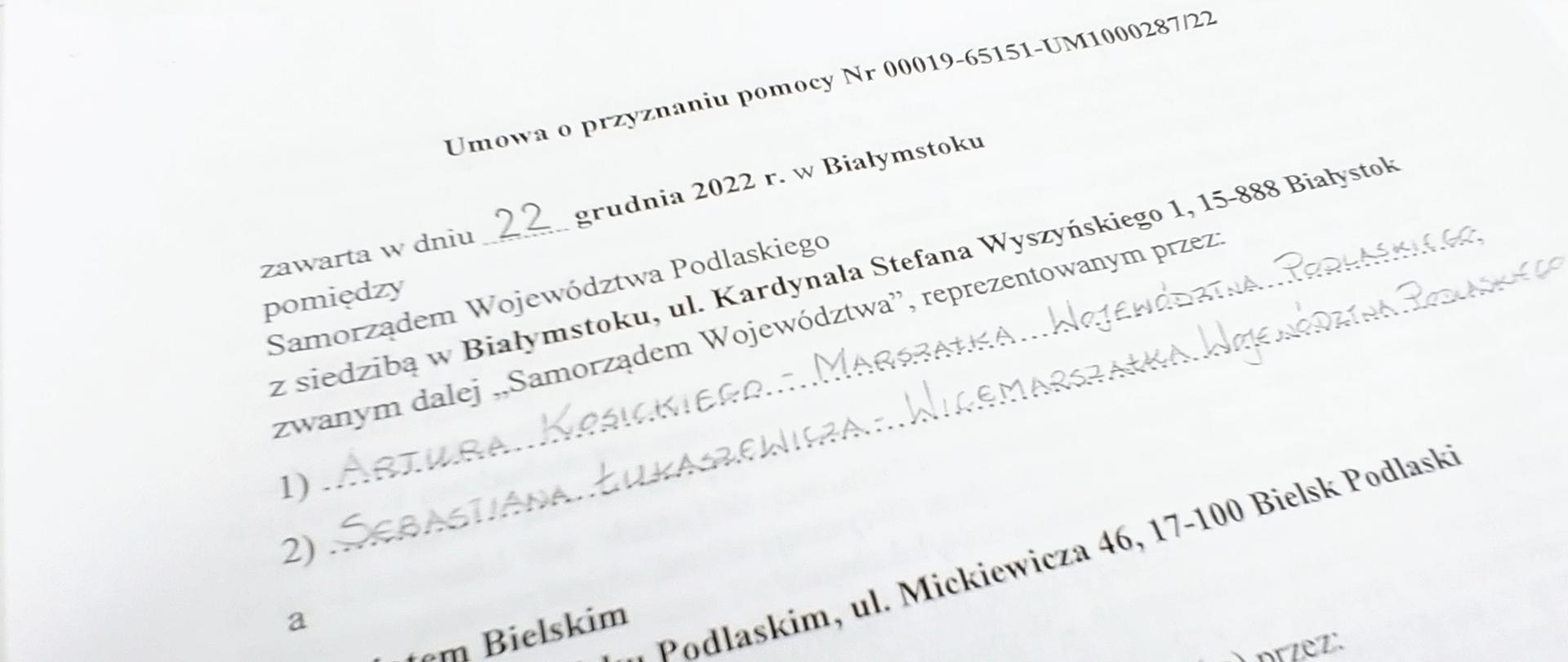 Umowa o przyznaniu pomocy na przebudowę drogi powiatowej Truski
– Olszewo 