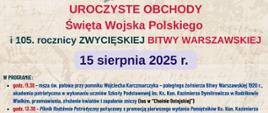 Obchody Święta Wojska Polskiego i 105. rocznicy zwycięskiej Bitwy Warszawskiej - 2025 rok 
