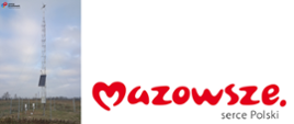 Stacja meteorologiczna i czerwone logo "Mazowsze serce Polski"