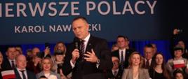Prezydent przemawia do uczestników spotkania
