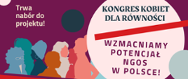 bordowe tło z lewej strony grafika kobiet z prawej strony w jasny kółku napis kongres kobiet dla równości 
