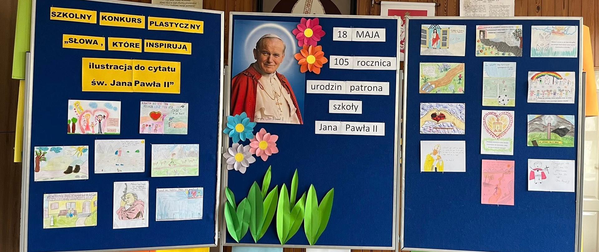 Konkurs plastyczny "Słowa, które inspirują" - Szkoła Podstawowa im. Jana Pawła II w Żarnowie