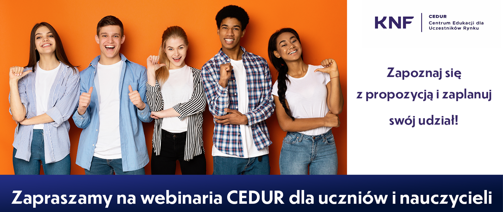 Promocyjny banner reklamowy na webinaria CEDUR dla uczniów i nauczycieli 23 i 29 maja oraz 2 i 5 czerwa 2023 r.