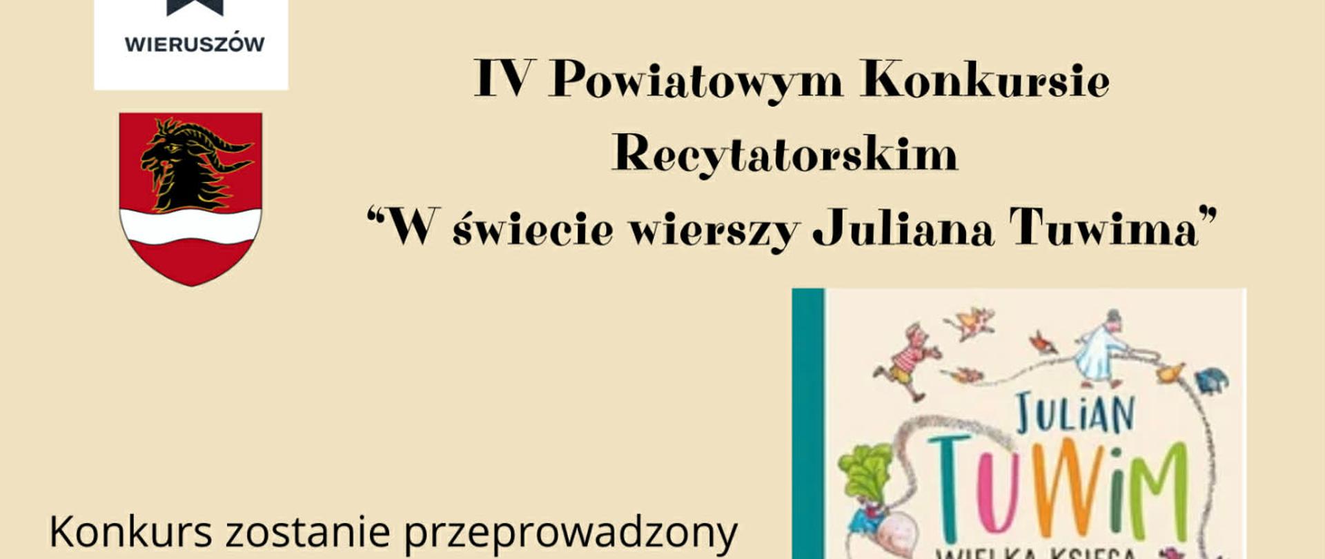 Plakat konkursu recytatorskiego "W świecie wierszy Juliana Tuwima"