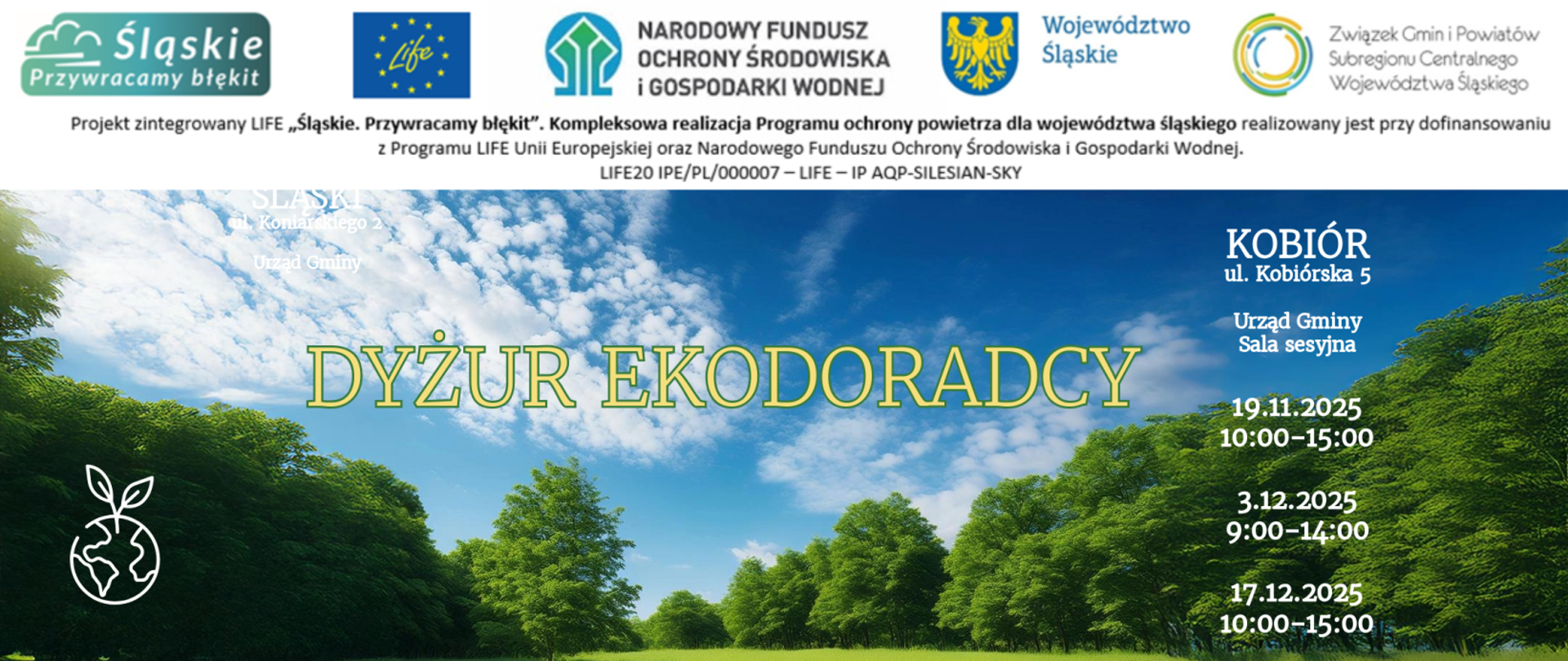 Nadchodzące dyżury ekodoradcy - baner informacyjny