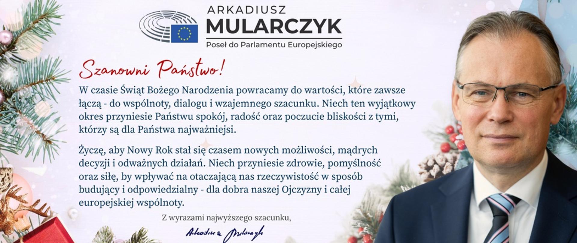 Życzenia od Arkadiusza Mularczyka - Posła do Parlamentu Europejskiego