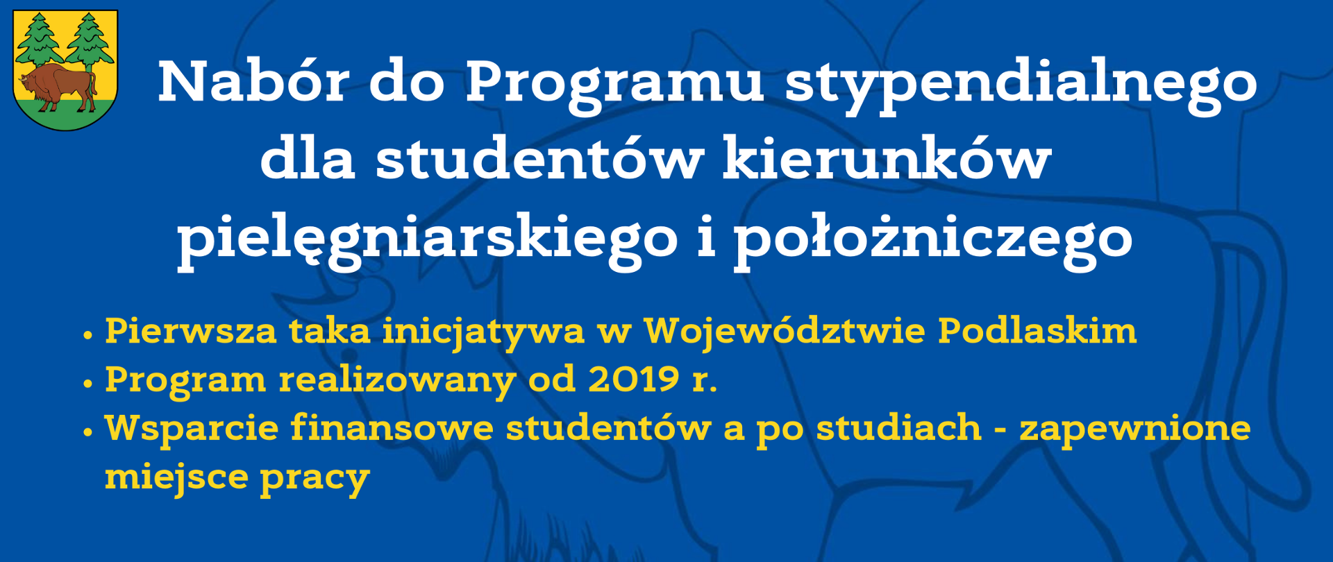 Nabór do Programu stypendialnego dla studentów kierunków pielęgniarskiego i położniczego. Pierwsza taka inicjatywa w Województwie Podlaskim
Program realizowany od 2019 r.
Wsparcie finansowe studentów a po studiach - zapewnione miejsce pracy